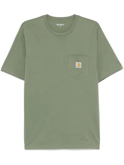 Carhartt Cotton T-shirt In Military Green With Pocket And Logo