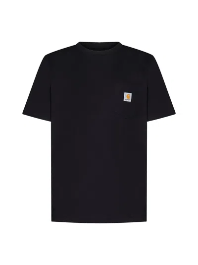 Carhartt Cotton T-shirt With Chest Pocket In Black