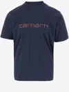 Carhartt Ribbed Crew Neck Cotton T-shirt In Blue