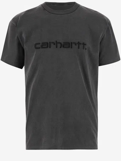 Carhartt Cotton T-shirt With Logo Embroidery In Black