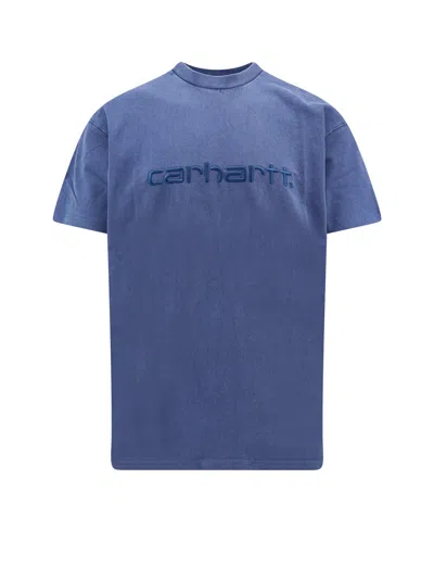 Carhartt Cotton T-shirt With Washed Out Effect In Blue