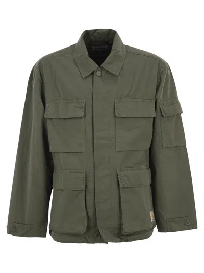 Carhartt Cotton Utility Jacket With Cargo Pockets In Green