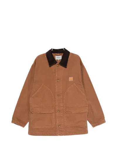 Carhartt Courdoroy-collar Jacket In Brown