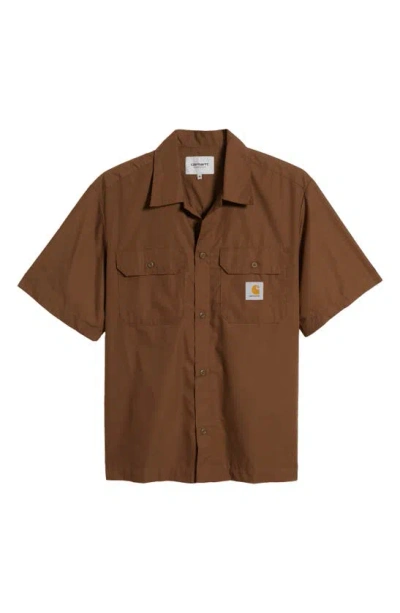 Carhartt Craft Short Sleeve Button-up Shirt In Lumber
