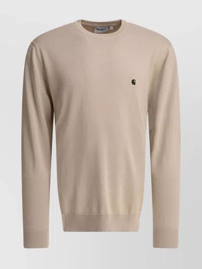 Carhartt Crew Neck Cuffs And Hem In Brown