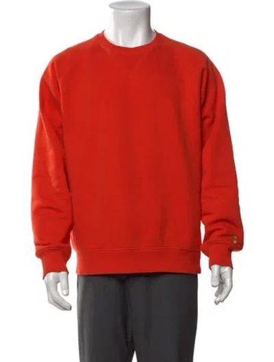 Pre-owned Carhartt Crew Neck Long Sleeve Pullover In Orange