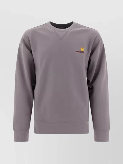 Carhartt Crew Neck Long Sleeves Ribbed Cuffs In Grey
