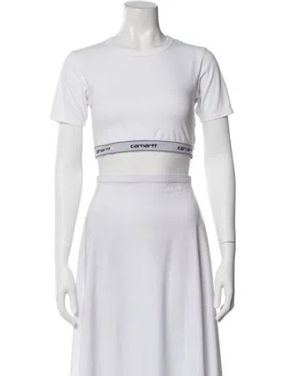 Pre-owned Carhartt Crew Neck Short Sleeve Crop Top In White