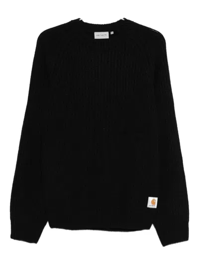 Carhartt Ribbed Long Sleeve Crew Neck Sweater In Black