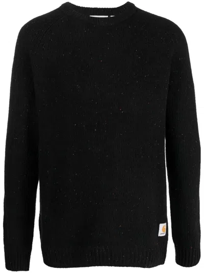 Carhartt Crew Neck Sweater With Logo Patch In Black