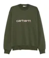 Carhartt Cotton Crewneck Sweatshirt In Military Green With Logo