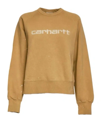 Carhartt Omens Dusty H Brown Painter Logo-print Cotton Sweatshirt