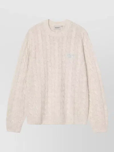 Carhartt Crewneck Sweater Nylon Silk Cable Knit In Pink