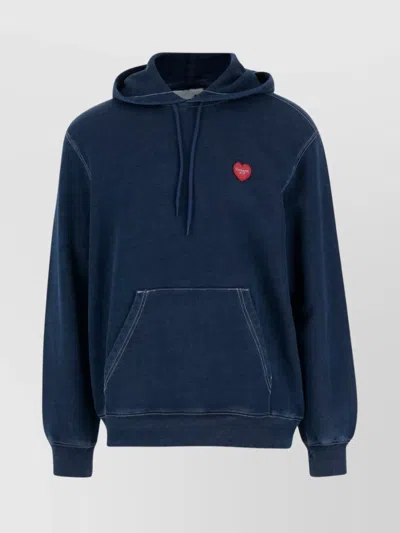 Carhartt Crewneck Sweater With Drop Shoulder And Hood In Blue