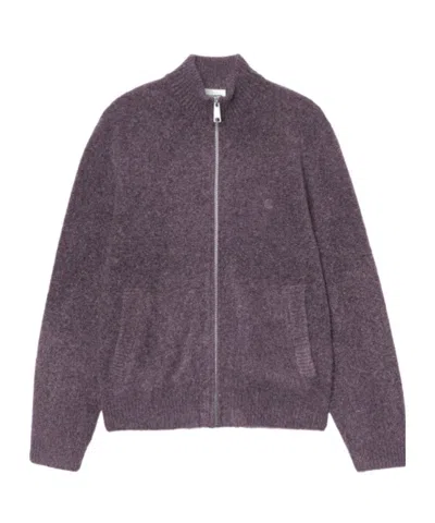 Carhartt Curtis Logo-embroidered Cardigan In Burgundy