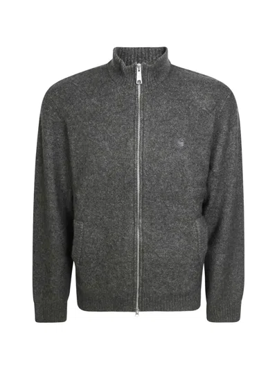 Carhartt Curtis Sweater Textured Dark Grey Jacket In Black