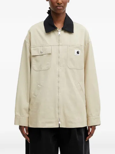 Carhartt Dana Logo-patch Zip-up Jacket In Brown