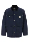 Carhartt Collared Canvas Chore Coat With Long Sleeves In Blue