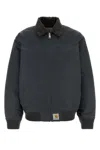 Carhartt Black Grey Nylon Santa Fe Alumni Jacket In Black
