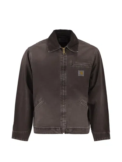 Carhartt Wip Washed Organic Dearborn Canvas Jacket In Brown