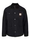 Carhartt Button-up Black Michigan Coat With Structured Collar In Black