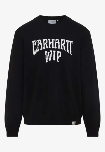 Carhartt Deck Intarsia Logo Sweater In Black