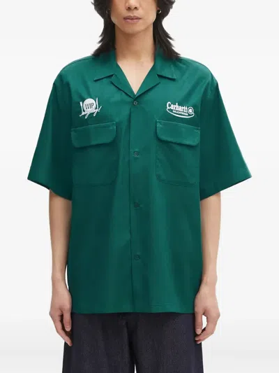 Carhartt Deli Detroit-print Pocket Shirt In Green