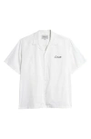 Carhartt Delray Cotton & Lyocell Camp Shirt In White Black