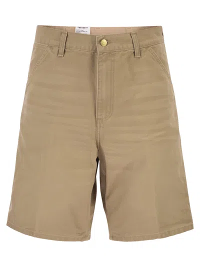 Carhartt Wip Denim Bermuda Shorts With Logo On The Back In Brown