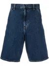 Carhartt Rear Logo-patch Denim Shorts In Blue