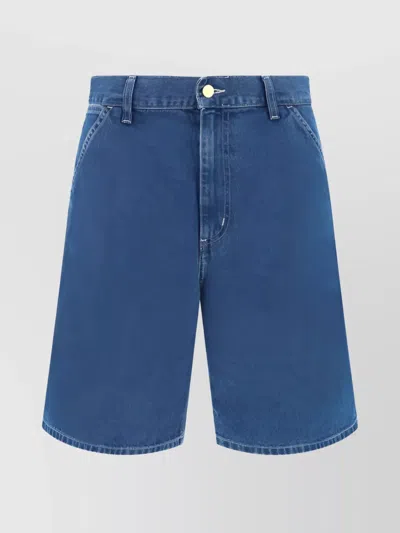Carhartt Denim Five-pocket Contrast Stitch Shorts In Blue