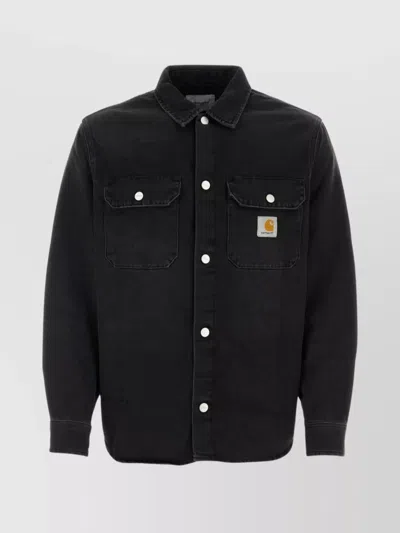 CARHARTT DENIM HARVEY SHIRT JAC WITH CHEST POCKETS