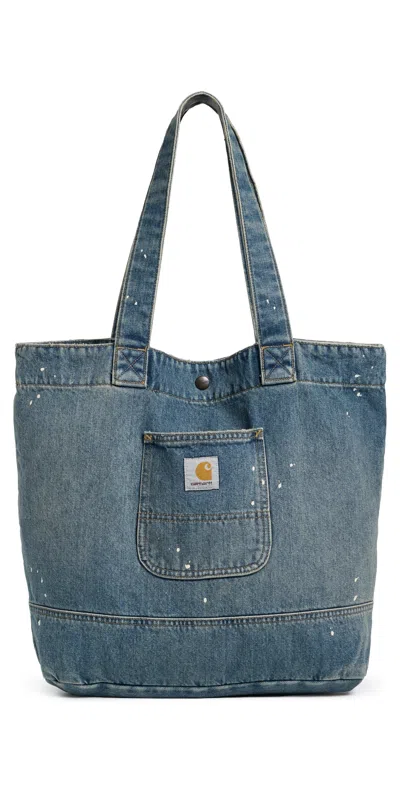 Carhartt Denim Tote Bag Blue (destroy Wash, Splatter)