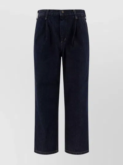Carhartt Denim Trousers With Back Pockets And Belt Loops In Gold