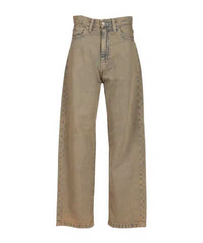 Carhartt Denim Trousers With Belt Loops In Brown