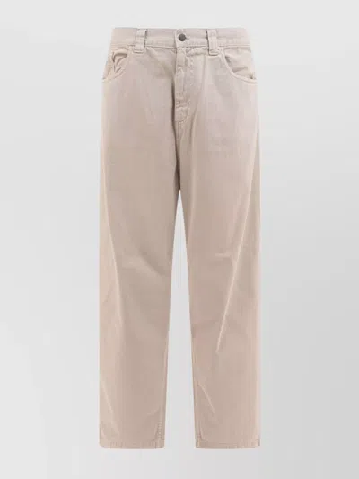 Carhartt Denim Trousers With Belt Loops And Pockets In Neutral