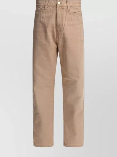 Carhartt Denim Trousers With Front And Back Pockets In Neutral