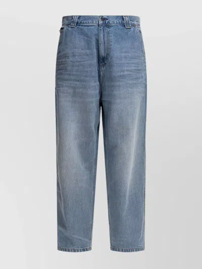 Carhartt Denim Trousers With Pockets And Belt Loops In Blue