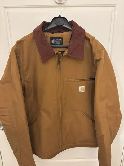 Pre-owned Carhartt Detroit Duck Jacket Blanket Lined In Brown