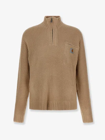 Carhartt Detroit Half Zip Acryilic Blend Sweater In Brown