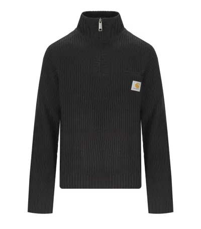 CARHARTT DETROIT HALF ZIP BLACK SWEATER