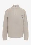 Carhartt Fleur De Sel Grey Detroit Half Zip Sweater In Neutral
