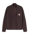 Carhartt High Neck Ribbed Knitwear With Chest Pocket In Burgundy