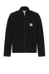 Carhartt Zip-up Green Cotton Jacket With Structured Collar In Black