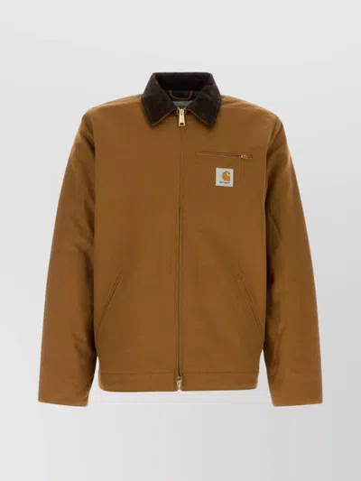 Carhartt Detroit Jacket Cotton Adjustable Cuffs In Brown