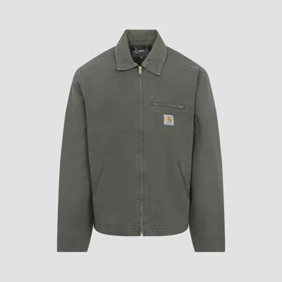 Carhartt Detroit Collared Jacket Front And Side Pockets In Green