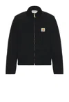 Carhartt Structured Collared Front Pocket Long Sleeve Jacket In Stone Canvas Black