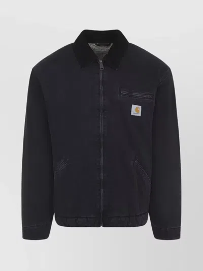 CARHARTT DETROIT JACKET WITH RIBBED HEM AND POCKETS