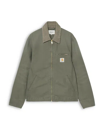 Carhartt Detroit Collared Jacket Front And Side Pockets In Green