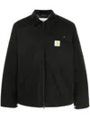 Carhartt Zip-up Green Cotton Jacket With Structured Collar In Black